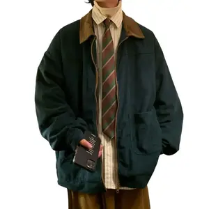 Men Jacket American Style Vintage Jacket Windbreakers Zipper Coats Autumn Loose Cargo OutwearGift