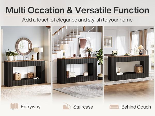 LITTLE TREE Modern Console Table, 55-Inch Wood Entryway Table with Storage, Narrow Long Sofa Table Behind Couch Table for Living Room, Foyer, Hallway
