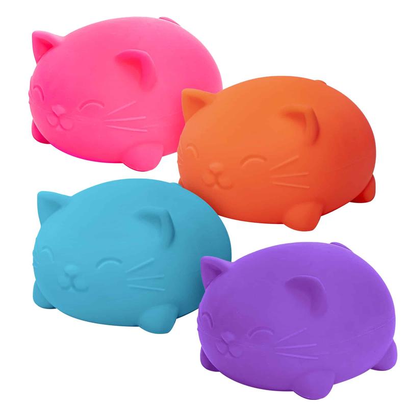 Super NeeDoh Cool Cats - Squishy, Sqeezy, Stretchy Stress Ball Cats -Huge NeeHoh 4.5" in Diameter -  Assorted Colors - 1 Random Color