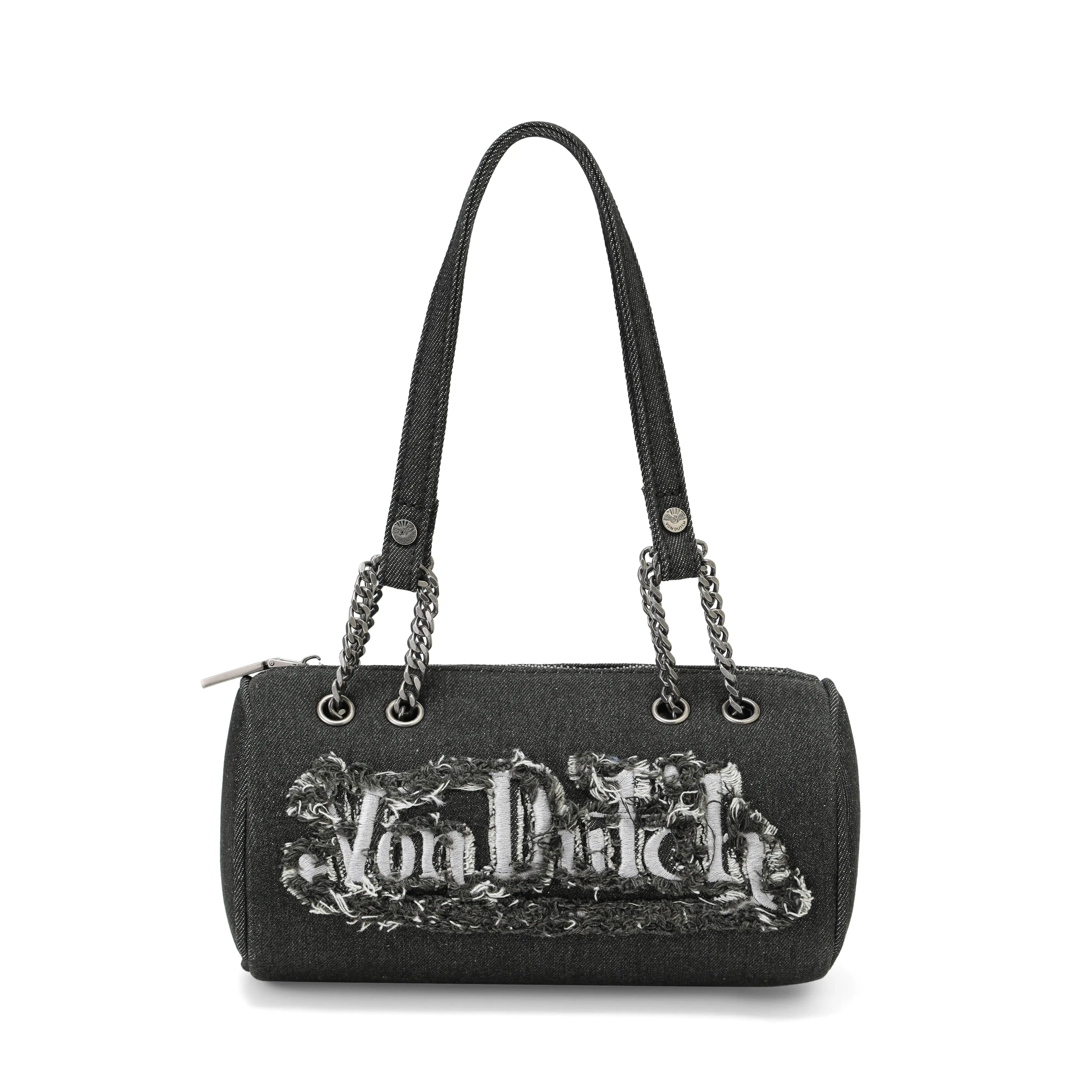 Barrel Bag - Long Barrel Black Denim Ripped