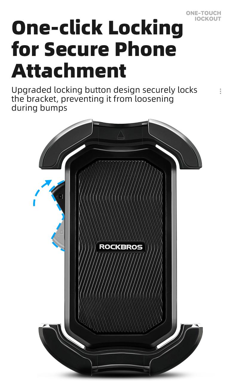 ROCKBROS Motorcycle Phone Mount, Motorcycle Phone Holder with Security Lock, Shockproof Phone Holder for Motorcycle, Adjustable Motorcycle Phone Holder Mount, Suitable for 4.7”-6.8” Phone