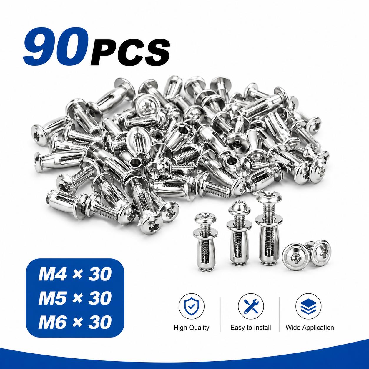 30Pcs/90Pcs Heavy-Duty Carbon Steel Button Rivet Locking Nuts Set - Durable, Rustproof, Bolt-Compatible Industrial & Furniture Hardware for Panel Fixing, Sheet Metal Repair (M4, M5, M6 Sizes) 30Pcs/90Pcs Heavy-Duty Carbon Steel Button Rivet Locking Nuts Set - Durable, Rustproof, Bolt-Compatible Industrial & Furniture Hardware for Panel Fixing, Sheet Metal Repair (M4, M5, M6 Sizes)