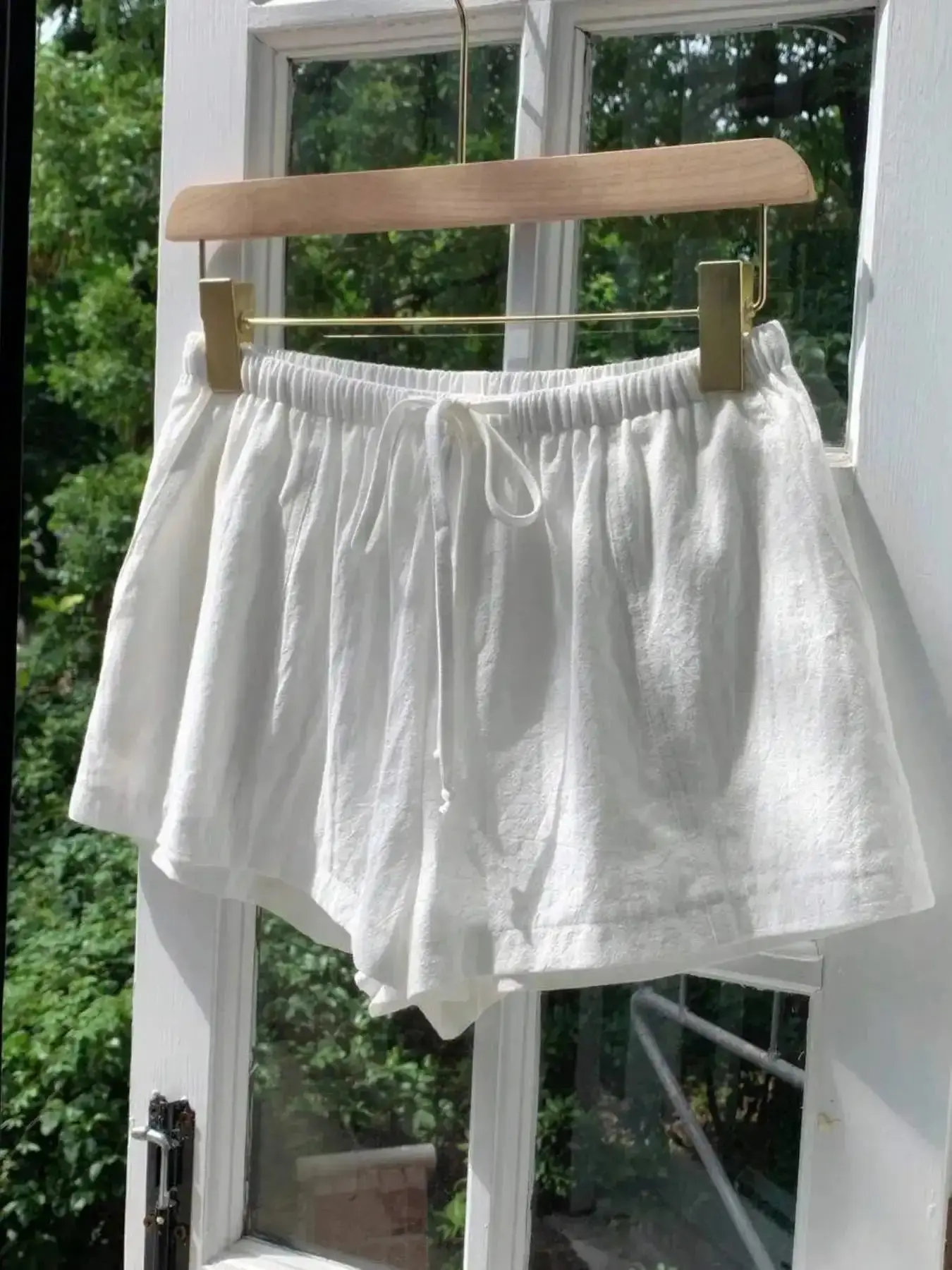 High-Waisted Adjustable Elastic Waist Shorts for Women, Lightweight Solid Thin Tie Design, Summer Casual Fashion, Versatile Hot Pants