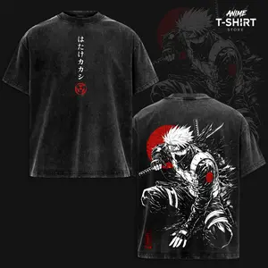 Kakashi Hatake Vintage Washed Oversized T-Shirt, Naruto Inspired Anime Graphic Tee, Anime Streetwear Casual Unisex Top, Soft Cotton T-Shirt, Gift for Naruto Fans