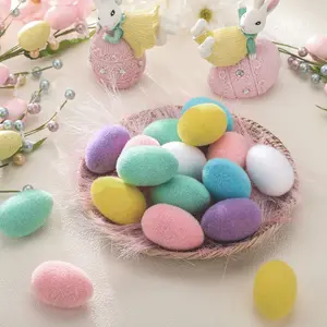 24/36Pcs Flocked Easter Eggs Bunny Easter Centerpieces Ideas for DIY Easter Brunch Tablescapes Easter Egg Hunt Events Easter Gift Basket Vase Fillers Easter Tree Decorations for Spring Home Table Decor
