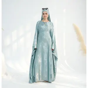 Luxe Metallic-Embroidered Abaya Dress Without Hijab – Oversized Modest Gown for All Body Types (NCK003)