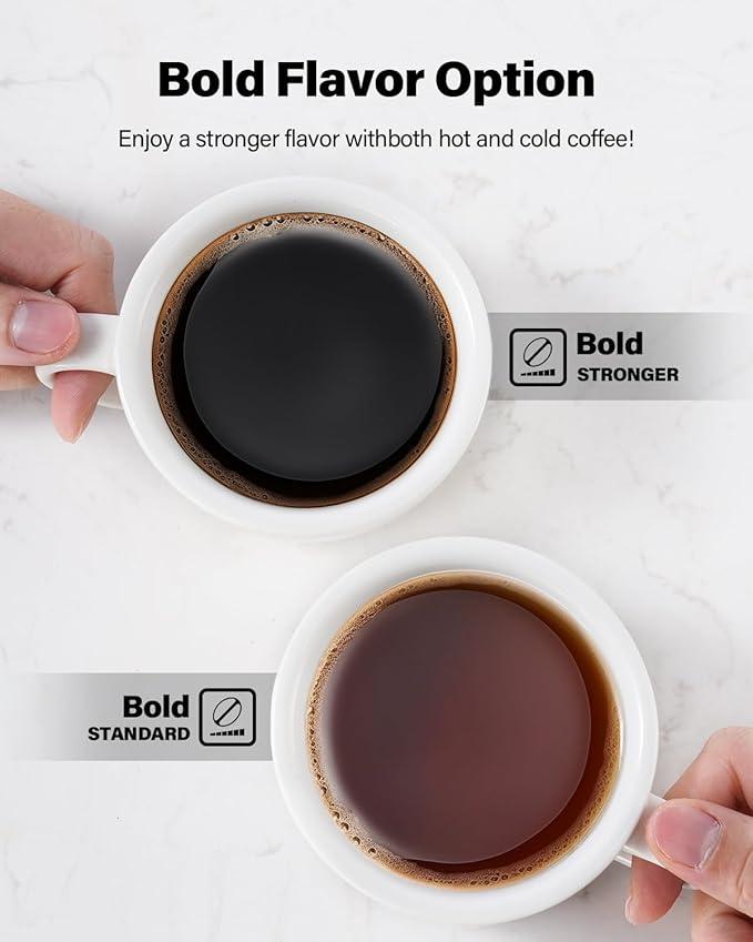 Hot & Iced Coffee Maker for K-Cups & Ground Coffee, Single-Serve Brewer with Bold Setting, Reusable Filter, Travel Mug Friendly, Compact & Quick Brew, Black Household Appliances espresso machine coffee bar supplies