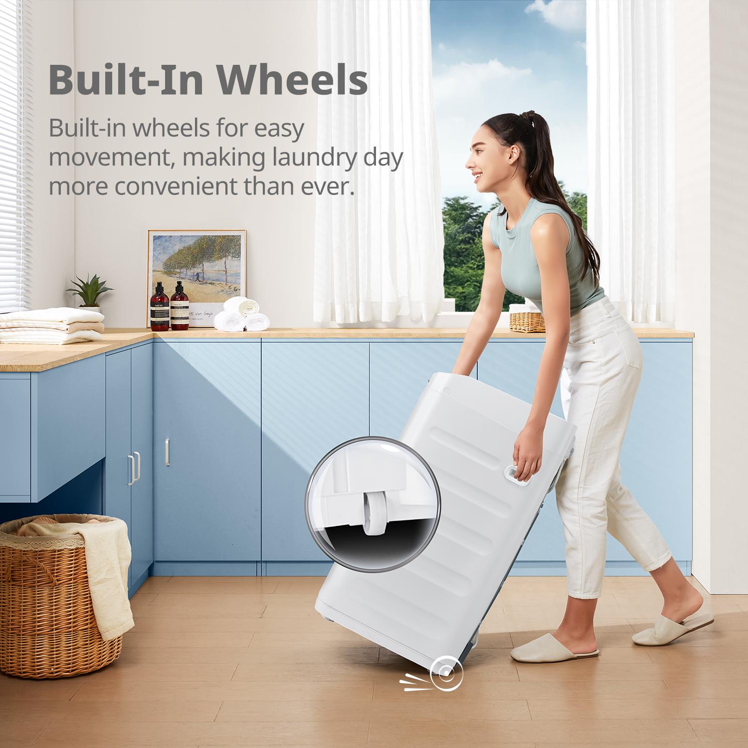 Comfee' Portable Washing Machine, 0.9 cu.ft Compact Washer With LED Display, with pump, 5 Wash Cycles, 2 Built-in Rollers, Space Saving Full-Automatic Washer Comfee' Portable Washing Machine, 0.9 cu.ft Compact Washer With LED Display, with pump, 5 Wash Cycles, 2 Built-in Rollers, Space Saving Full-Automatic Washer