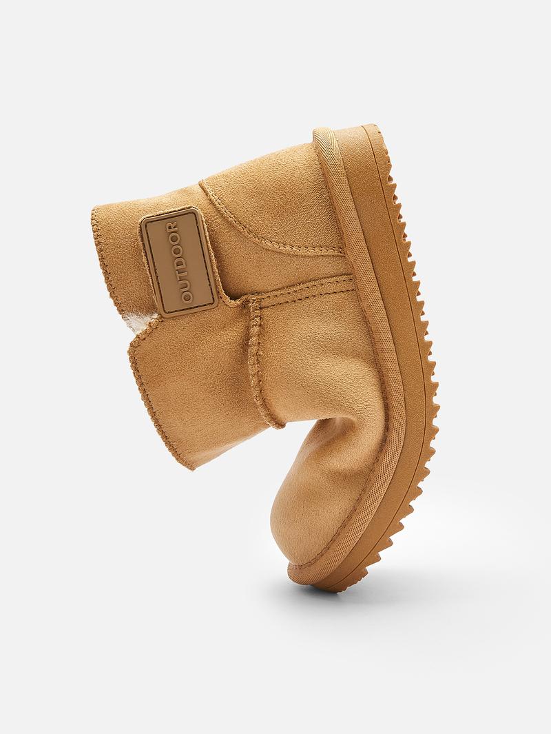 Balabala Kids Winter Snow Boots Warm Fleece-Lined Waterproof Easy On & Off Short Boots with Anti-Slip Sole & Triple-Layer Insulation