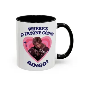 Leon Kennedy Where's Everyone Going? Bingo? Mug, Leon Kennedy Accent mug, Leon Kennedy RE9 Mug