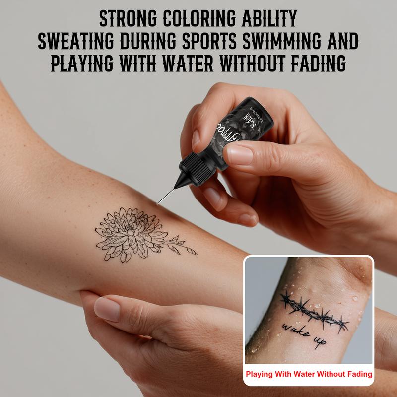 DM Temporary Tattoo Kit 12 Bottles Color Temporary Tattoo Ink, 176 Pcs Stencils Kit for Body Paint DIY Fake Tattoos for Kids Boys