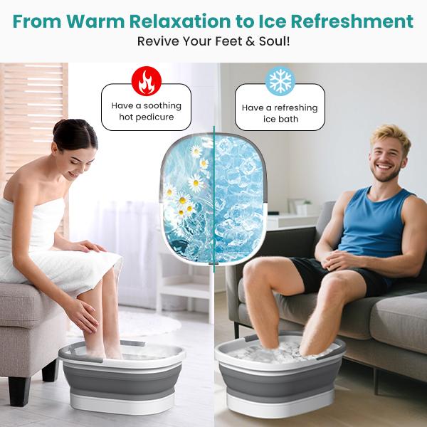 Nekteck Foot Soaking Tub Collapsible Bucket for Foot Bath Soak Tub, Foot Basin Foot Soaker with 138 Acupressure Nodes and Pumice Stone for Feet Massager Pedicure Foot Spa, Gifts for Men Women Dad Mom