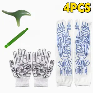 Set of 4 Reflexology Socks with Massage Tools, Unisex Pressure Point Socks for Acupressure And Stress money tiktokshopspringglowup