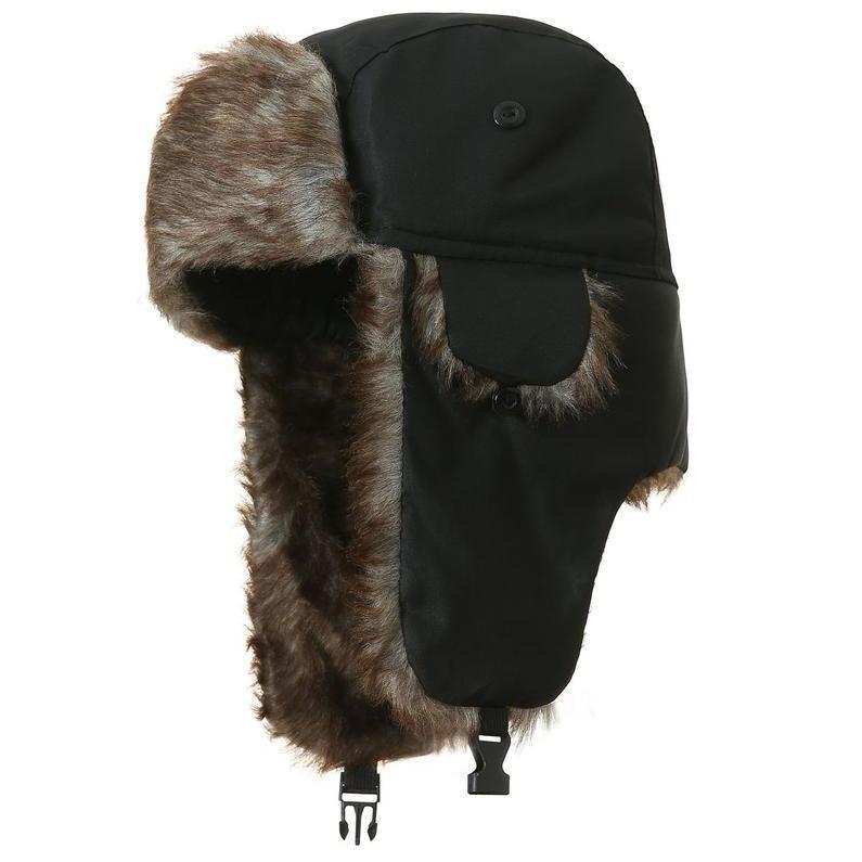 Faux Fur Reflective Aviator Trapper Hat - Warm Windproof Winter Cap | Cold Weather Outdoor Snow Activity Essential