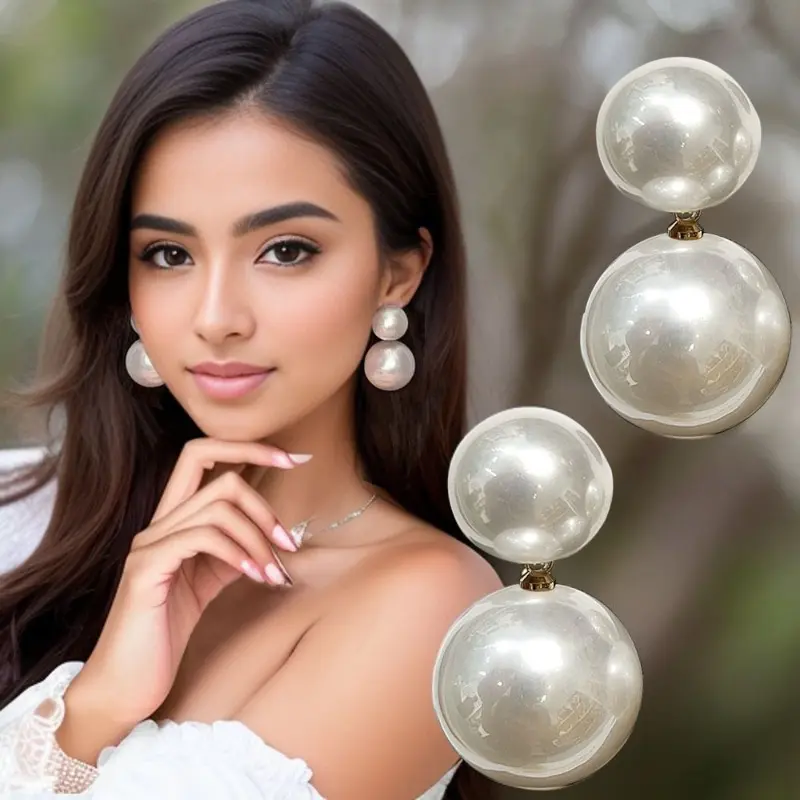 Vintage Statement Jewelry Earrings - Luxe Look White Imitation Pearls Dangling Earrings, Fashionable Costume Jewelry Accessories, Ideal for Parties & Daily Wear, Birthday Gifts, Earrings Dangling