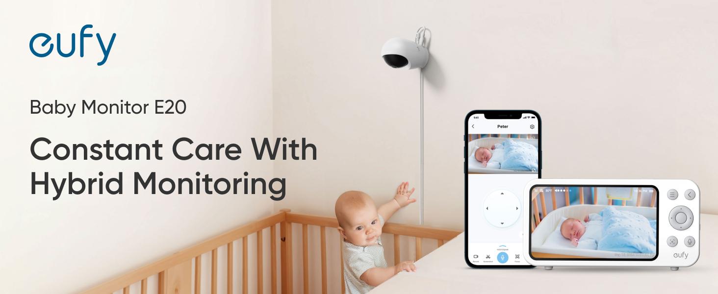 【Exclusive Bundle】eufy Baby Monitor E20 with 2K HD Camera, 5'' 720p Display, Hybrid Wi-Fi and No Wi-Fi Connection, App and Monitor Control, Pan-Tilt, 4× Zoom, Portable Camera with Built-in Battery, ANR, Smart Alerts, Secure with Anti-Hack Protection 【Exclusive Bundle】eufy Baby Monitor E20 with 2K HD Camera, 5'' 720p Display, Hybrid Wi-Fi and No Wi-Fi Connection, App and Monitor Control, Pan-Tilt, 4× Zoom, Portable Camera with Built-in Battery, ANR, Smart Alerts, Secure with Anti-Hack Protection