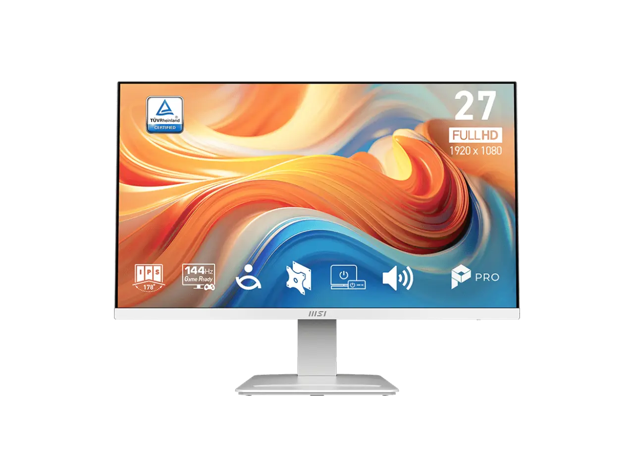 MSI 27 inch Full HD 144Hz IPS AMD FreeSync white LCD Computer Monitor with Built-in Speakers for both work and gaming PRO MP273W E14A