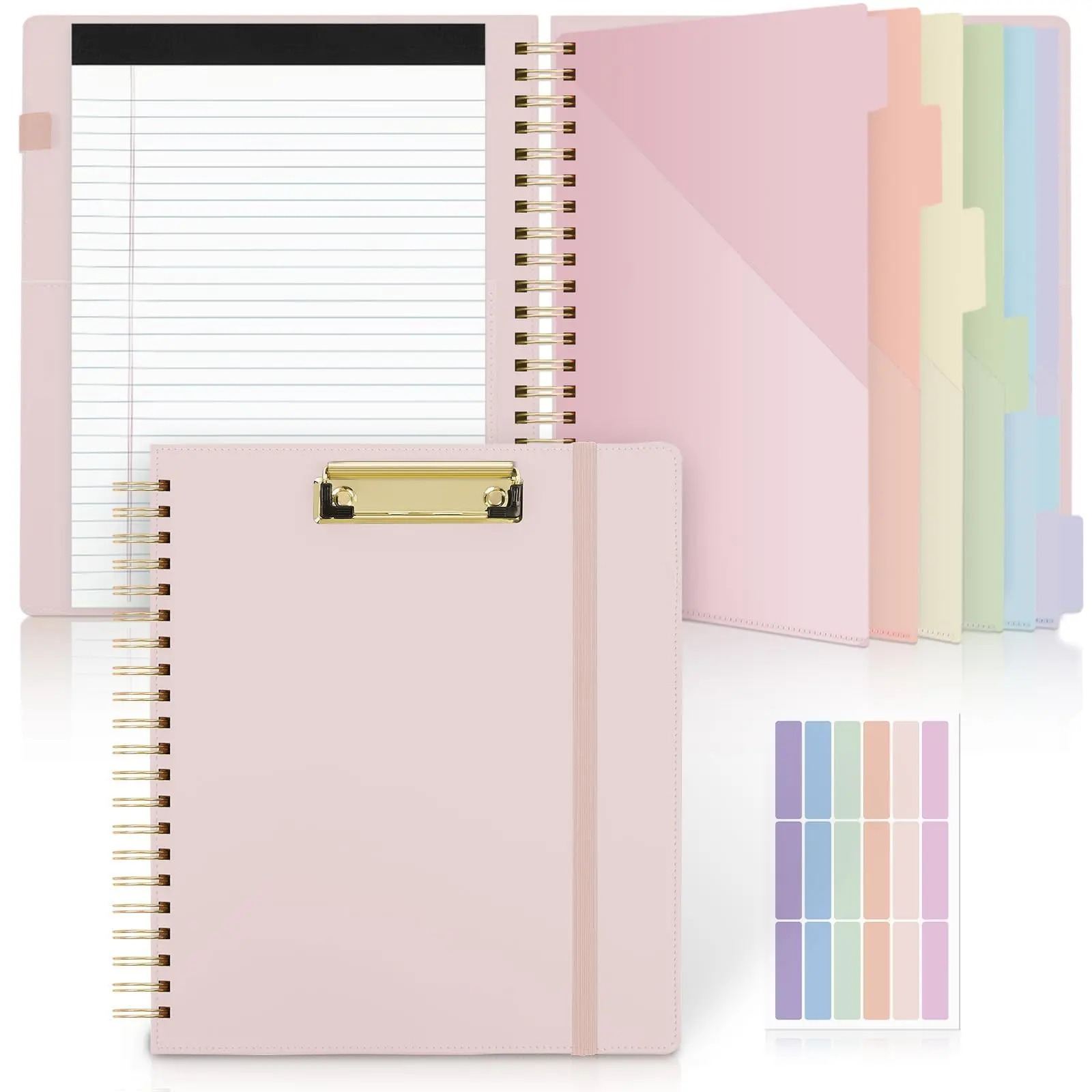 SKYDUE Foldable Clipboard Folder with Storage - Letter Size, Refillable Notepad, 6 Dividers, 12 Pockets - Office Accessories, School Supplies, Back to School Haul, Nursing Essentials, Nursing School Supplies