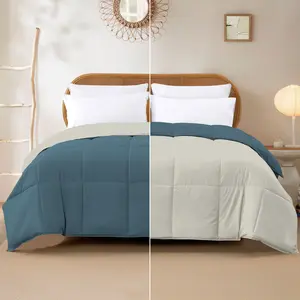 Modern Threads Reversible Down Alternative Comforter Blue Coral & Oatmeal Queen