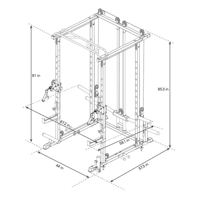 RitFit P3 Power Cage 1200lbs with Smooth Cable System & Aluminum Pulleys Multifunctional Workout Station Home Exercise Machine