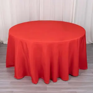 Premium Polyester Round Tablecloth 120" Red - Seamless 220GSM Table Cover
