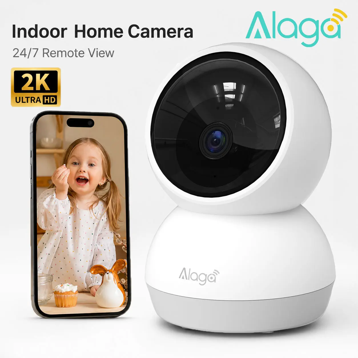 【Price Error】Alaga AI 2K 2.4G/5G WiFi6 Security Home Camera 3MP CCTV Indoor Monitor 360° PanTilt, Human Detection, Dual-Band, With Alexa
