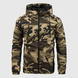 Camouflage windproof and waterproof hooded men's jacket, outdoor functional wind jacket, spring and autumn casual mountaineering jacket
