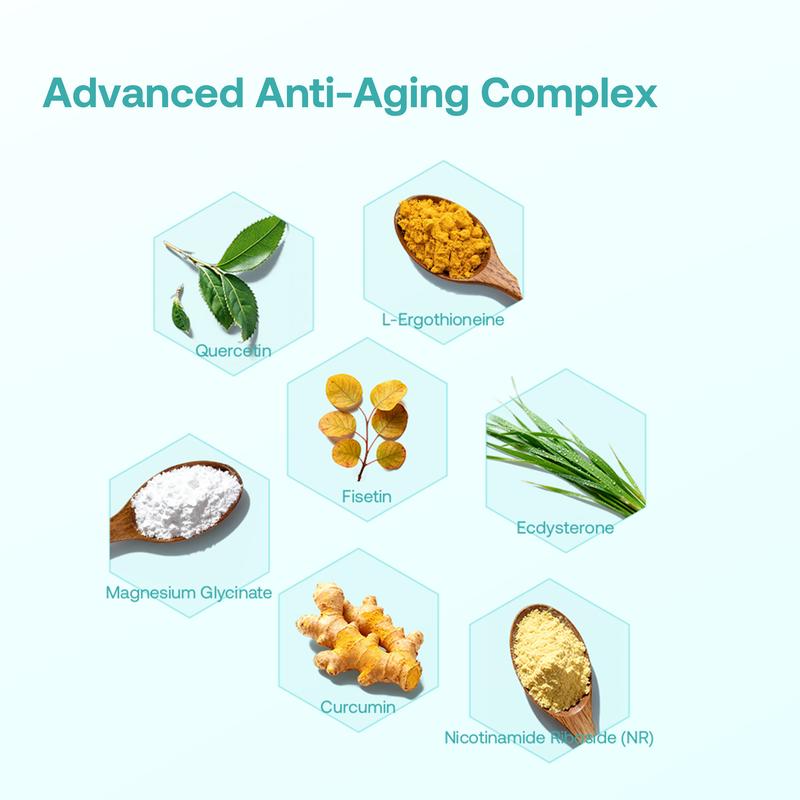 Laife L-Ergothioneine PLUS – Advanced Anti-Aging Cellular Support for Skin, Energy & Whole-Body Vitality with L-Ergothioneine, Nicotinamide Riboside (NR), Fisetin, Quercetin, Curcumin, Magnesium & Ecdysterone-60 capsules