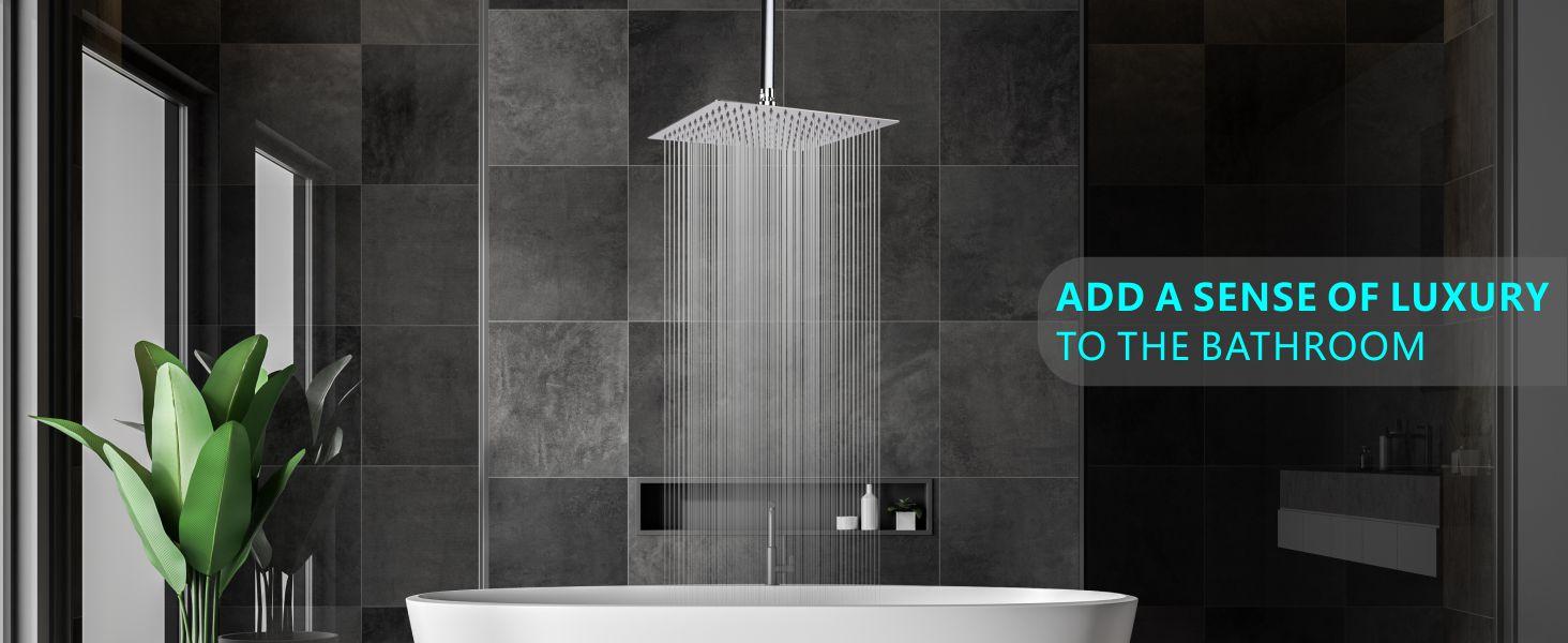 Rain Shower Head, High-Pressure High Flow Square Shower Head, 12/16-InchLarge Stainless Steel Shower Heads ,Ultra-Thin Rainfall Bath Shower 1/2-Inch Connection Brushed Nickel Shower