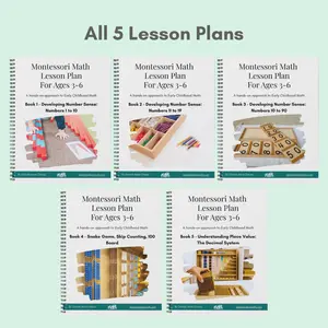 Books 1-5: Montessori math lesson plans for age 3 to Kindergarten. Counting and number recognition curriculum. Place value material, early childhood math, teach counting to kids, math intervention, hands-on math material, homeschool math curriculum