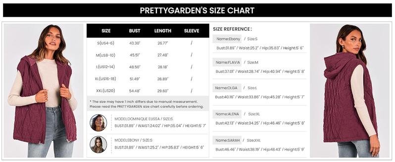 PrettyGarden Women's Quilted Vest Casual Sleeveless Hooded Zip Up Diamond pattern Jacket With Pockets Winter Coat Outerwear Minimalist Top