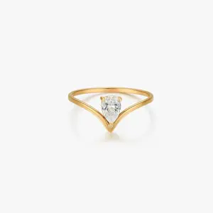 Tear Drop Gem Ring in Gold