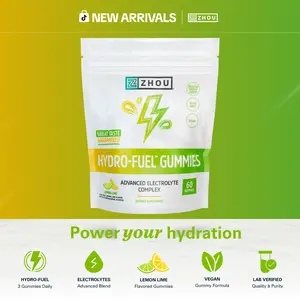 Zhou Hydro-Fuel Electrolyte Gummies for Active Adults – Hydration Support Supplement with Electrolytes, Vitamin B6 & B12 for Energy & Fluid Balance