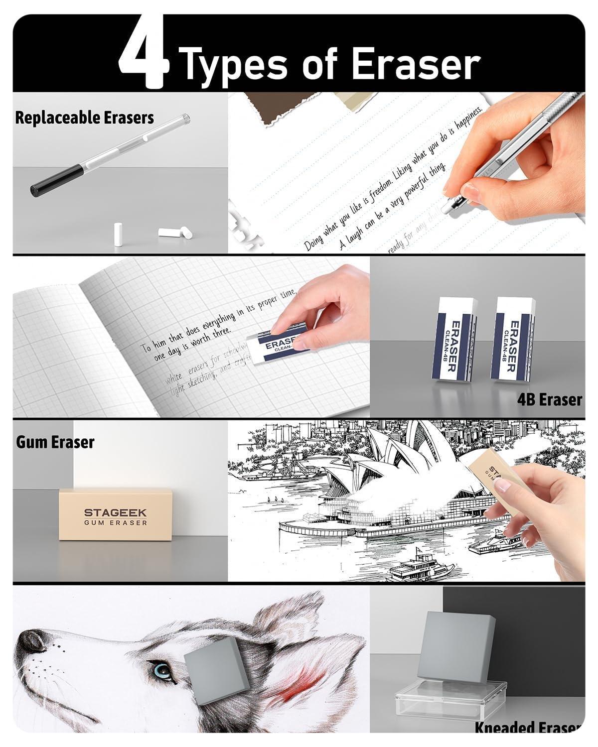 STAGEEK 21PCS Metal Mechanical Pencil Set, Art Lead Pencil 0.3, 0.5, 0.7, 0.9, 2mm Lead Holder(HB 2H 2B 4B Color) with 10 Tubes Graphite Lead Refills Eraser with Case for Drafting Drawing Sketching STAGEEK 21PCS Metal Mechanical Pencil Set, Art Lead Pencil 0.3, 0.5, 0.7, 0.9, 2mm Lead Holder(HB 2H 2B 4B Color) with 10 Tubes Graphite Lead Refills Eraser with Case for Drafting Drawing Sketching