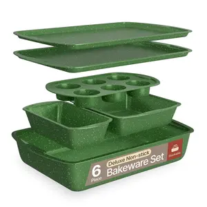 BAKKEN - Baking Pan Set, Non-Stick Marble Coating, Commercial Grade Carbon Steel Bakeware Set, Kitchen Essentials for Baking