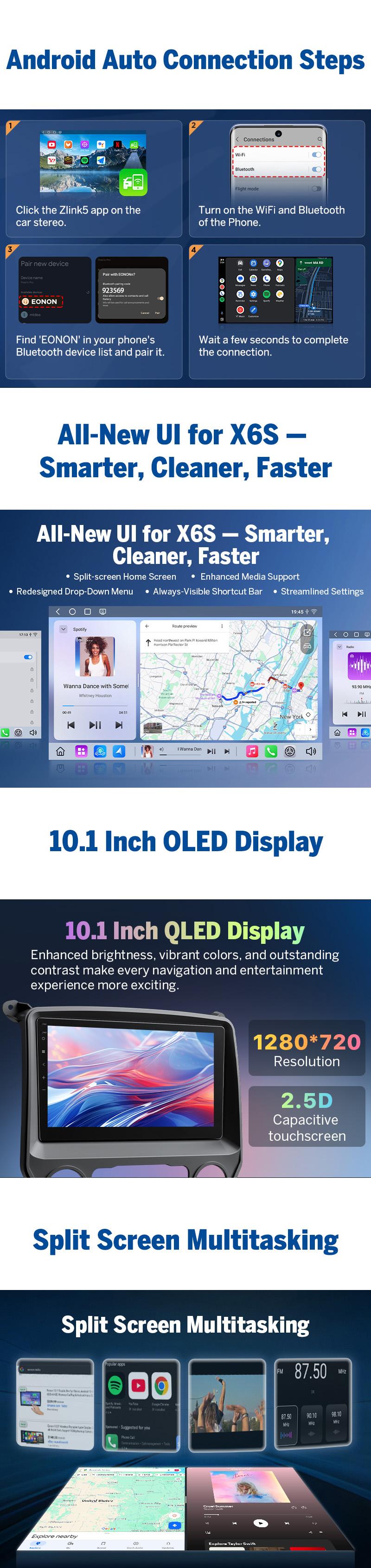 Eonon Car Stereo for Chevy Silverado GMC Sierra 2014-2018 Android 13/14 Head Unit with Wired/ Wireless CarPlay Android Auto 10.1" Car Radio Touch Screen SWC Sub BT Backup Camera Dashboard Upgrade, Jumpstart Sale - GMSX7 / GMSX6S2