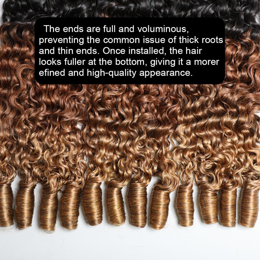 [Last Special Offer] Burmese Curly 3 or 4 PCS Bundles Virgin Human Hair 16A T1b/30/27 Color 14-32 Inches Spiral Ends Look
