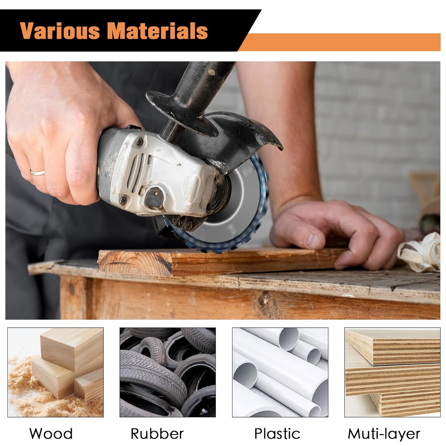 14 PCS Wood Carving Disc Set for 4" & 4.5" Angle Grinder, Tungsten Carbide Grinding Wheel with 5/8" & 7/8" Arbor, Woodworking Tool for Cutting, Shaping, Carving & Sanding