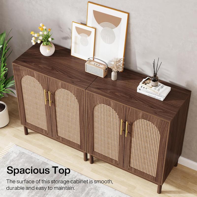 Tribesigns Set of 2 Rattan Sideboard Buffet Cabinet with Storage, 59 Inch Accent Cabinet with Doors, for Dining Room, Living Room, Kitchen Tribesigns Set of 2 Rattan Sideboard Buffet Cabinet with Storage, 59 Inch Accent Cabinet with Doors, for Dining Room, Living Room, Kitchen