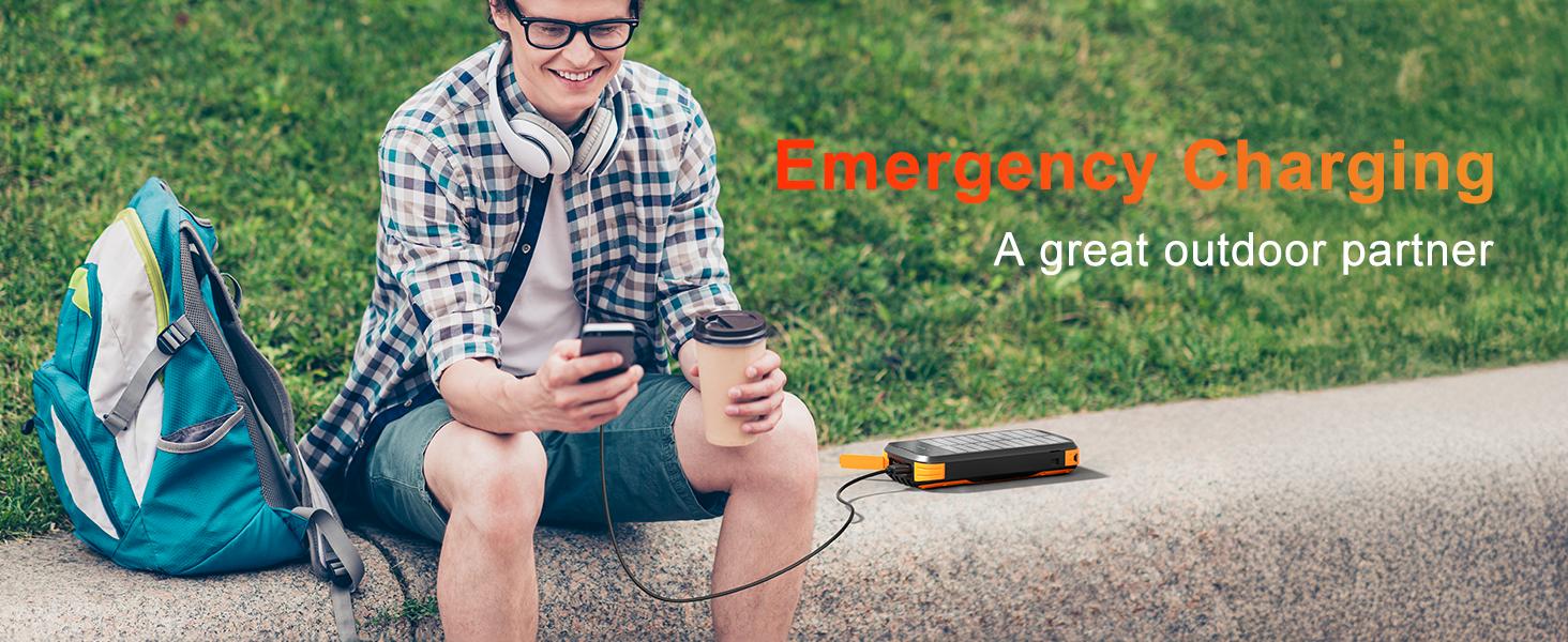 40000mAh Power Bank: Built-in 4-wire high-power flashlight solar power bank, a reliable choice for outdoor travel, compatible with various models of mobile phones and tablets. Smartphone Portable Battery Powered Durable Lithium Battery