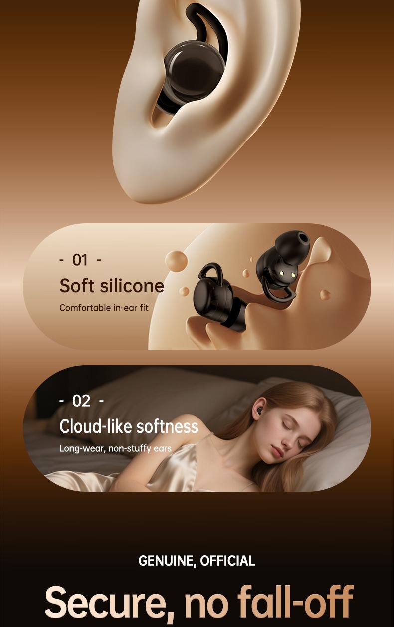 Acer OHR557 Wireless Audio Earphones, Invisible Sleeping Earbuds, Noise Cancelling Headphones for Running, Exercising, Gaming Sports, Electronic Headset Audio, Travel Essentials Bone Conduction Tech Black