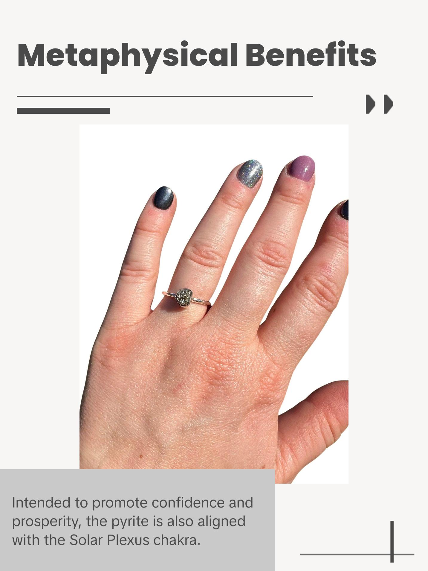 Raw Pyrite Bezel Ring in Sterling Silver