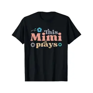 This Mimi Prays Graphic T-Shirt, 100% Cotton, Casual Crew Neck Tee, Regular Fit, with Applique Detail, for Adults, All-Season Knit Fabric Top