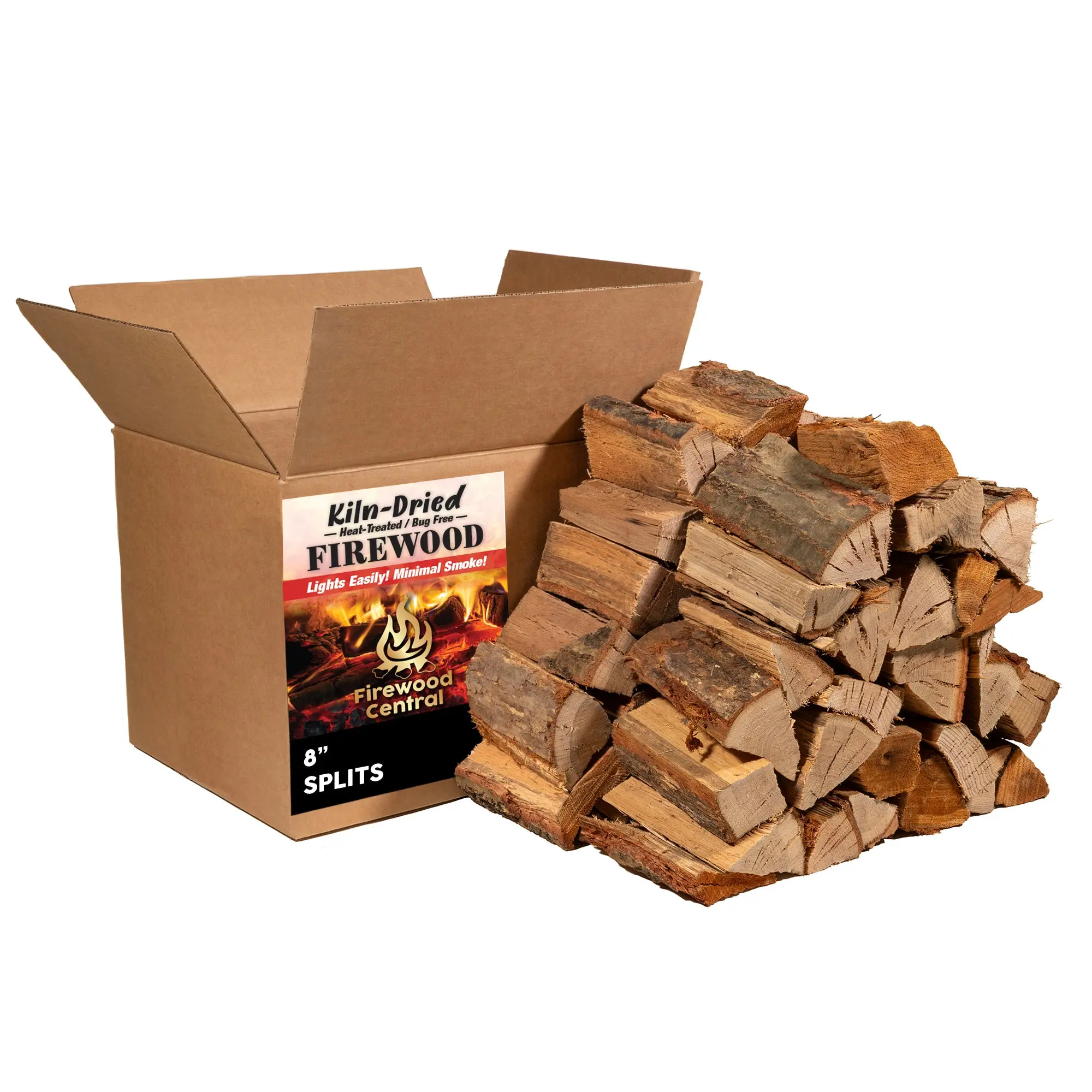 Firewood Central Kiln-Dried PA Hardwood – 8” Splits (Approx 39.5 lb) – Smoking Wood for Cooking, Pizza Ovens, Grilling, BBQ & Campfires – Easy Light, Low Smoke, USA-Sourced