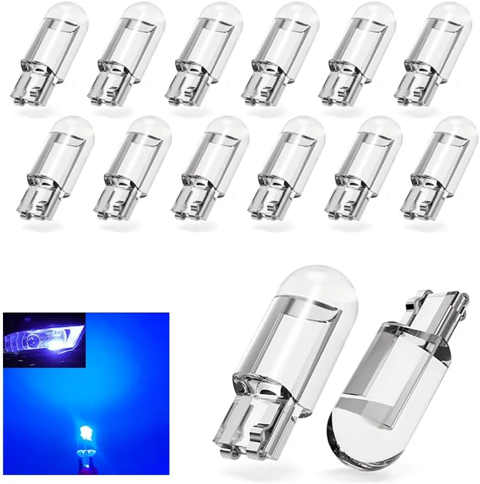 T10 Car LED Bulb 194 161 168 921 2825 158 c194 192 Position License Plate W5W Marker Door 6000K White Interior Light 12V Lamp (14PCS Blue)