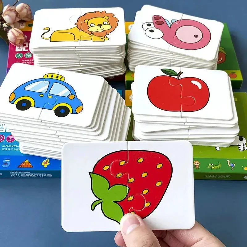 Toddler Paper Matching Puzzle Cards - Animals Fruits, Transportation & Daily Life Themed Early Learning Game for Ages 2+, Toddler Matching Card