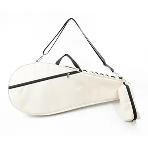 NEW Aesthetic Beige Double Layered Racket Tennis  Cover with Independent Ball Pocket,Lightweight Carry  Fits 1 or 2 Rackets 2 Style Options for Tennis Players gym everyday shoulder bag