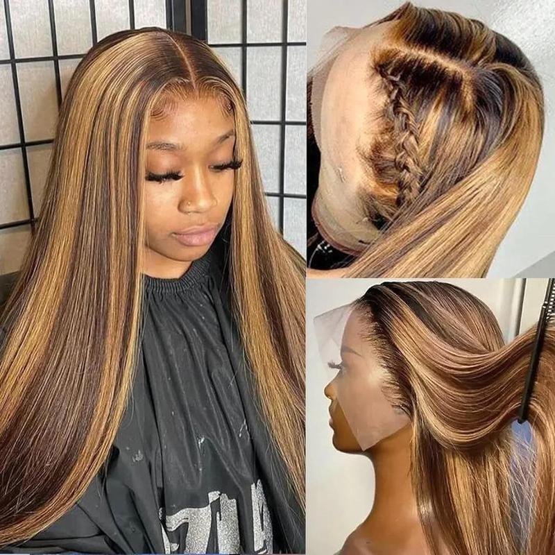 BABOSHOW P4/27 Highlight Body Wave Lace Front Wig Human Hair 13x6 HD Transparent Lace Front Wigs Pre Plucked Straight Wig 180 Density 4# Light Brown Colored Wig Human Hair Wigs Pre Cut 99J Burgundy For Women Can be Dyed & Restyle