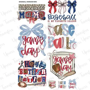 Baseball Ransom Mini DTF Transfer Gang Sheet 24.5" Wide x 36" Long Direct To Film Trendy Vibrant Designs for Stylish Wardrobe