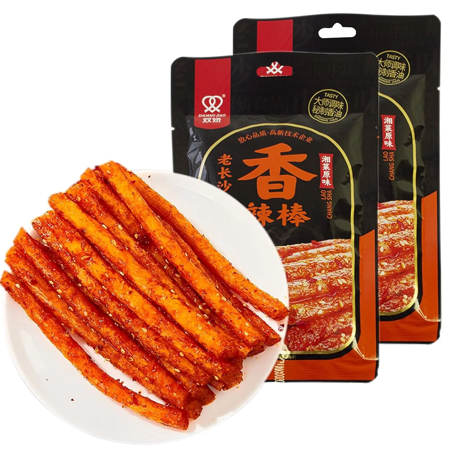 SXETBEAN Chinese Spicy Latiao Snack Strips 2 Pack, Authentic Wheat Gluten La Tiao, Savory & Spicy Ready to Eat Snack, 62g (2.1oz) Each Pack